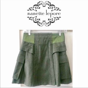 NANETTE LEPORE Wool Mini Skirt w/ Cargo Pockets